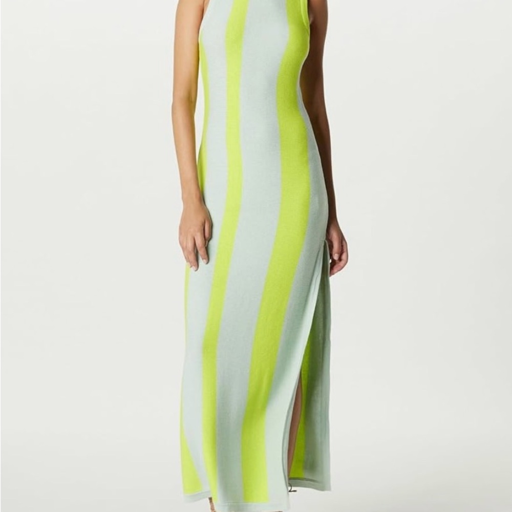 The Drop Sweater Dress Mint and Lime Striped Maxi Dress XL